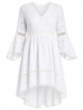 eliza j lace asymmetric cocktail dress Eliza J Lace A-Line Dress, Blue / 2